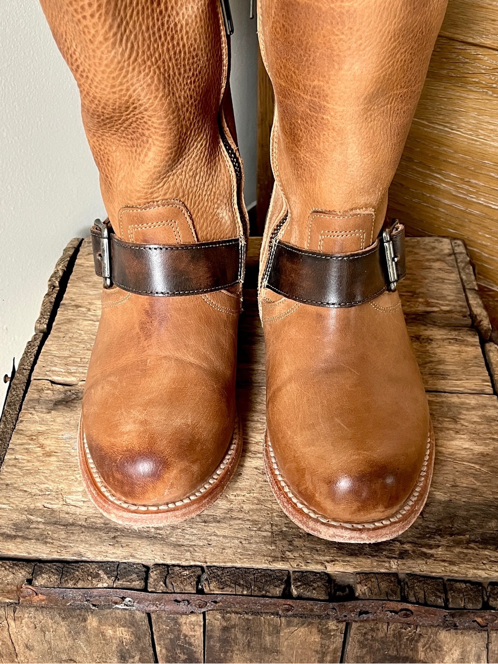 🔴SALE🔴 Freebird by Steven Rip Leather Harness Buckle Mid Calf Motorcycle Boots - Picture 5 of 13